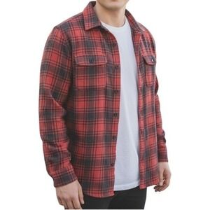 Bixby Nomad Puente Twill Shirt Mens Small Red Plaid Flannel Slim Fit NWT